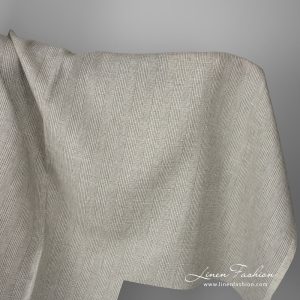 Linstoff lys beige med grønne ruter