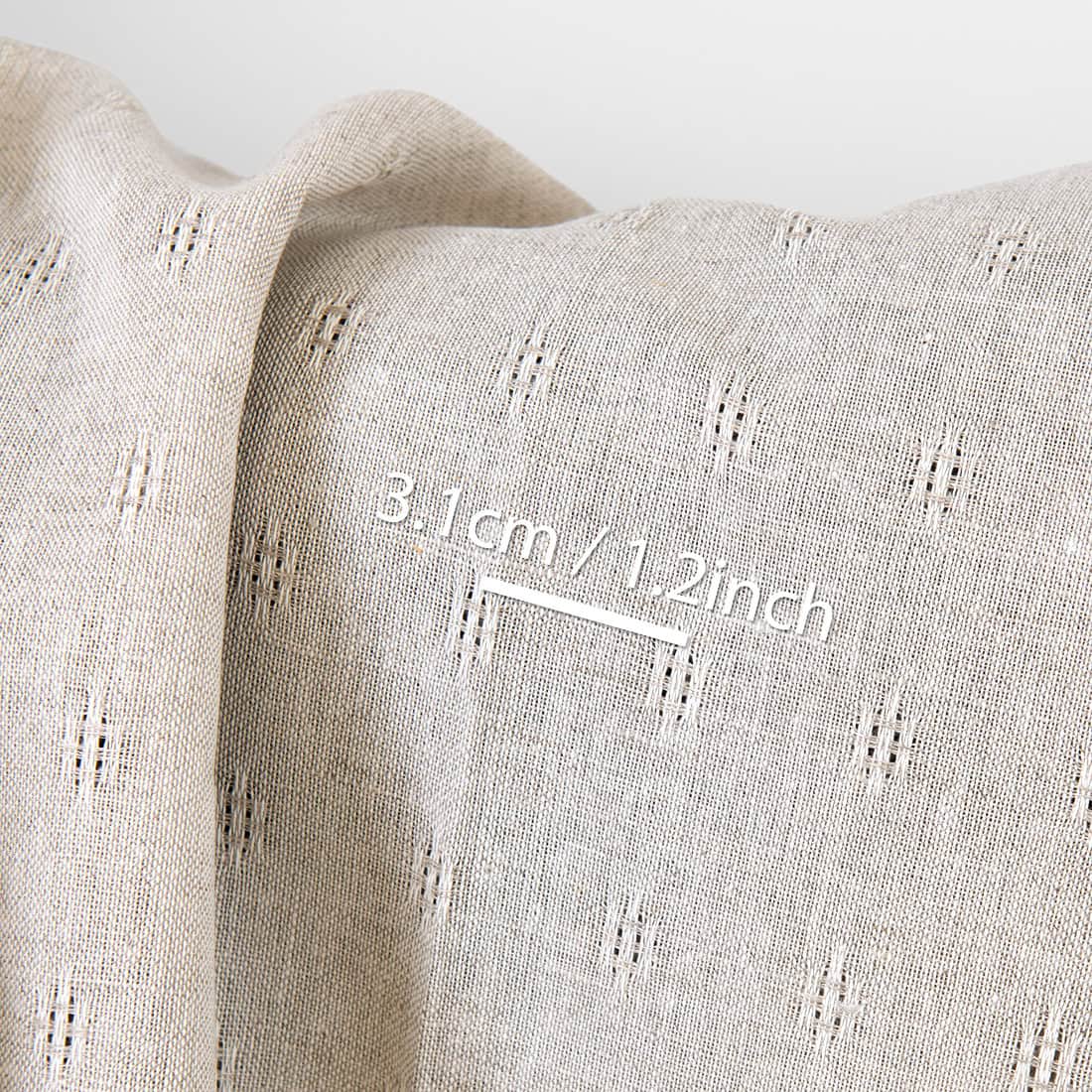 Lin-bomullsstoff beige med hullmønster - Image 4